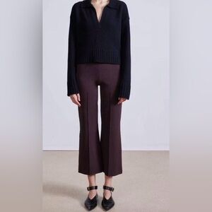 Apiece Apart Dark Brown Cropped Flare Pants Rene Pull On Large